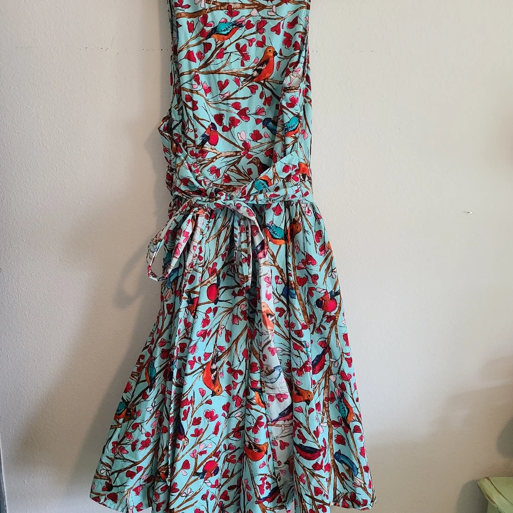 Vintage Inspired Modcloth Retrolicious Faux Wrap Dress In Size L - Picture 5 of 7
